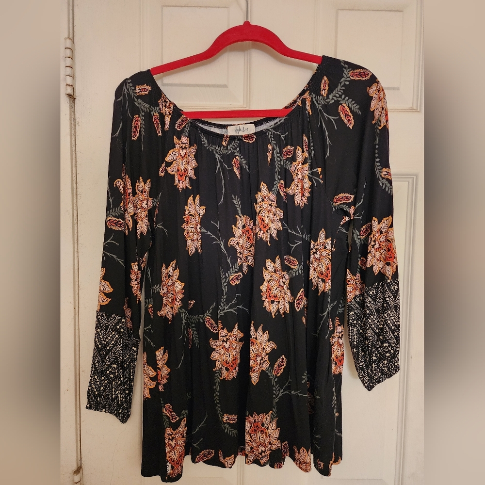 Style & Co on/off printed blouse
